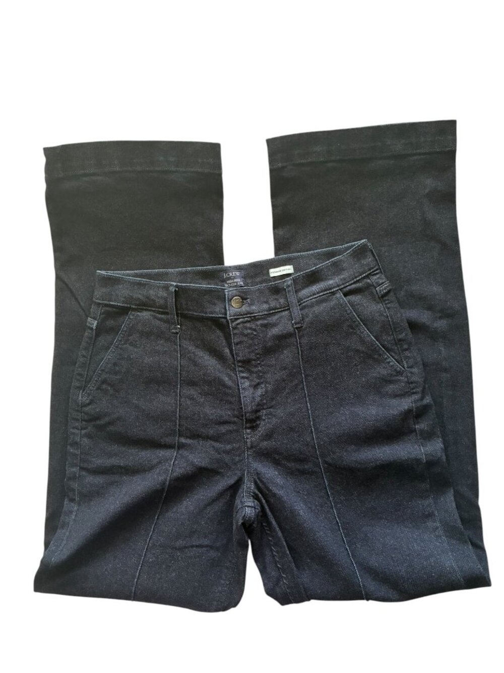 J.Crew High-Rise Trouser Jeans Premium Edition 30T Pintuck Dark Blue Work VGUC - Picture 2 of 15